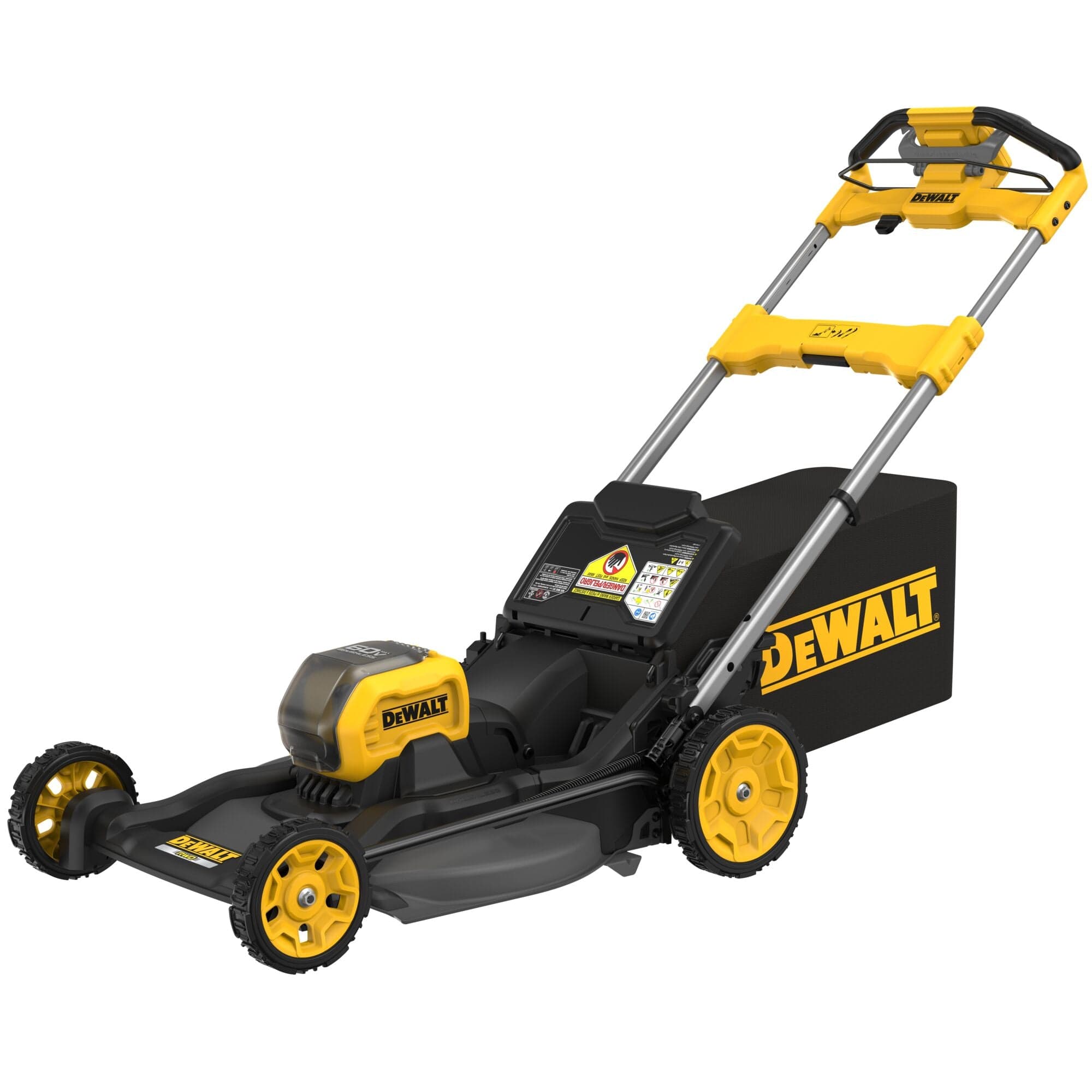 dewalt-60v-max-brushless-cordless-rwd-self-propelled-lawn-mower-kit-21-inch-1.jpg: DEWALT 60V MAX 21-inch cordless brushless rear-wheel-drive self-propelled lawn mower with two batteries