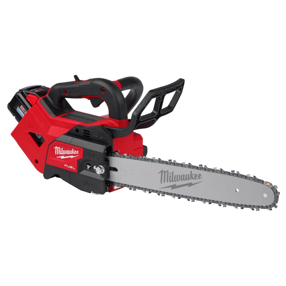 milwaukee-m18-fuel-14-in.-top-handle-chainsaw-2-battery-kit-1.jpg: Milwaukee M18 FUEL 14 inch top handle chainsaw with two batteries and charger