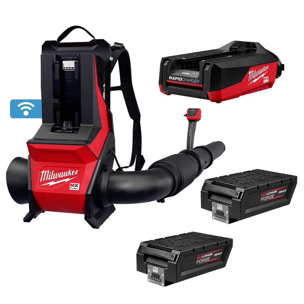 milwaukee-mx-fuel-backpack-blower-kit-1.jpg: Milwaukee MX FUEL backpack blower kit with two batteries and rapid charger