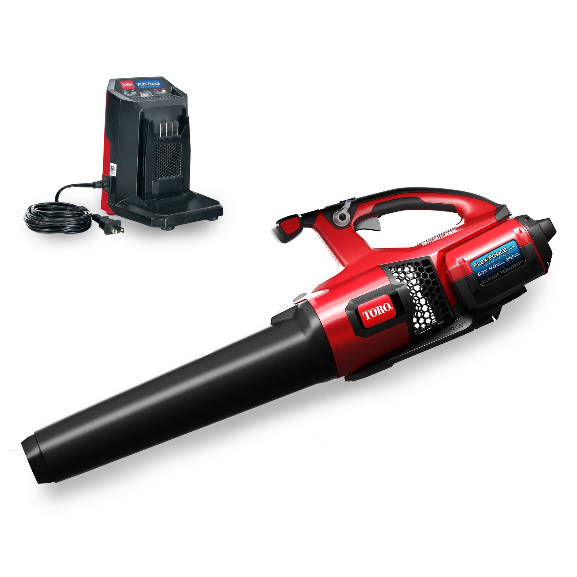 toro-60v-max-cordless-brushless-leaf-blower-with-4.0ah-battery-1.jpg: Toro 60V MAX cordless brushless leaf blower with 4.0Ah battery and charger